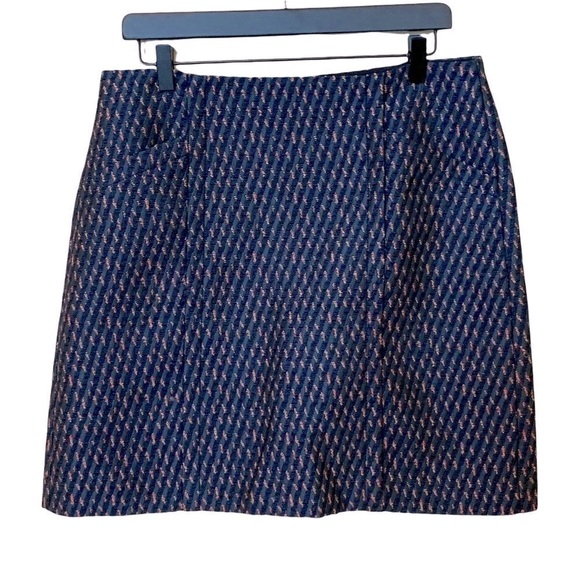 NEW Loft Pencil Textured Skirt Blue Sz 10 - Picture 1 of 17